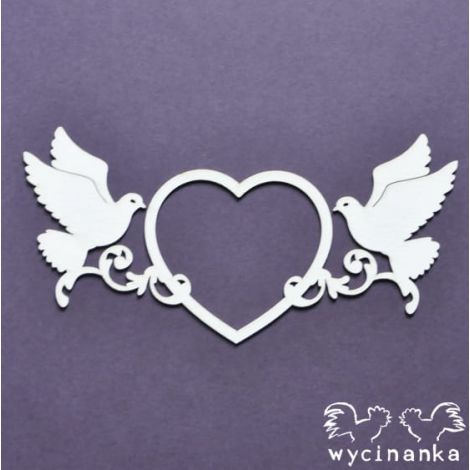 Tekturka Wycinanka Beautiful Wedding - Serce z ornamentem i gołębiami